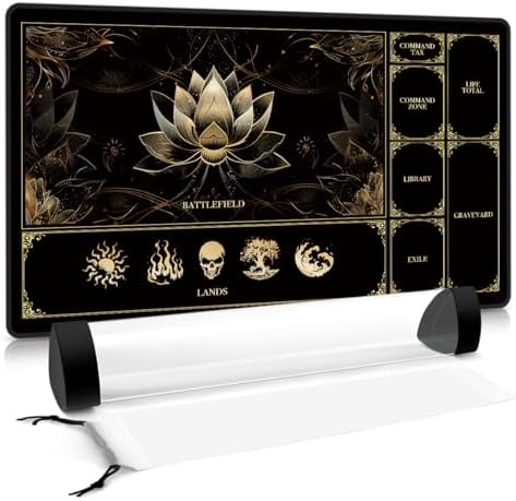 MTG Playmat with Play Zones – Gold Lotus 24"×14"