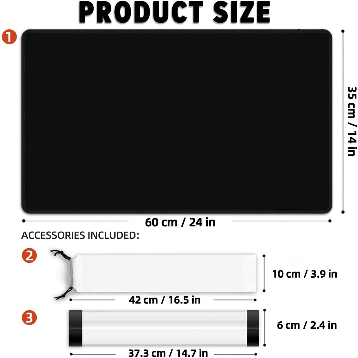 Classic Black TCG Playmat – Solid Color 24"×14"