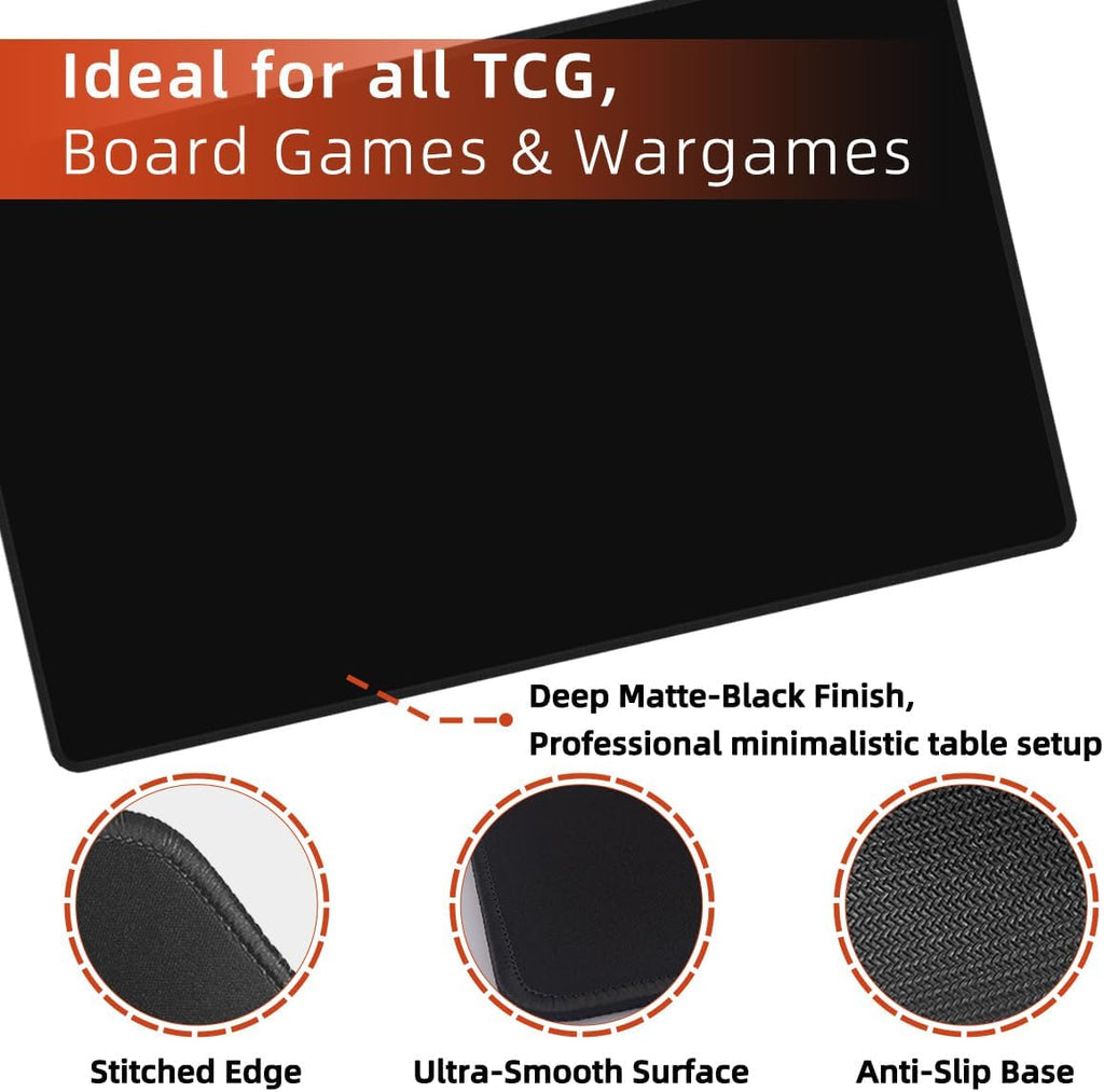 Classic Black TCG Playmat – Solid Color 24"×14"