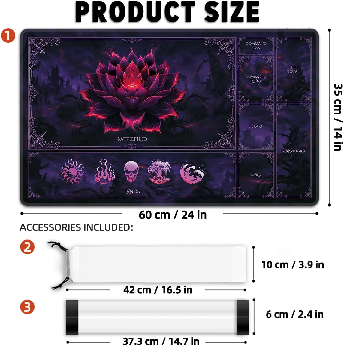 MTG Playmat – Dark Blood Lotus Sketch 24"×14"
