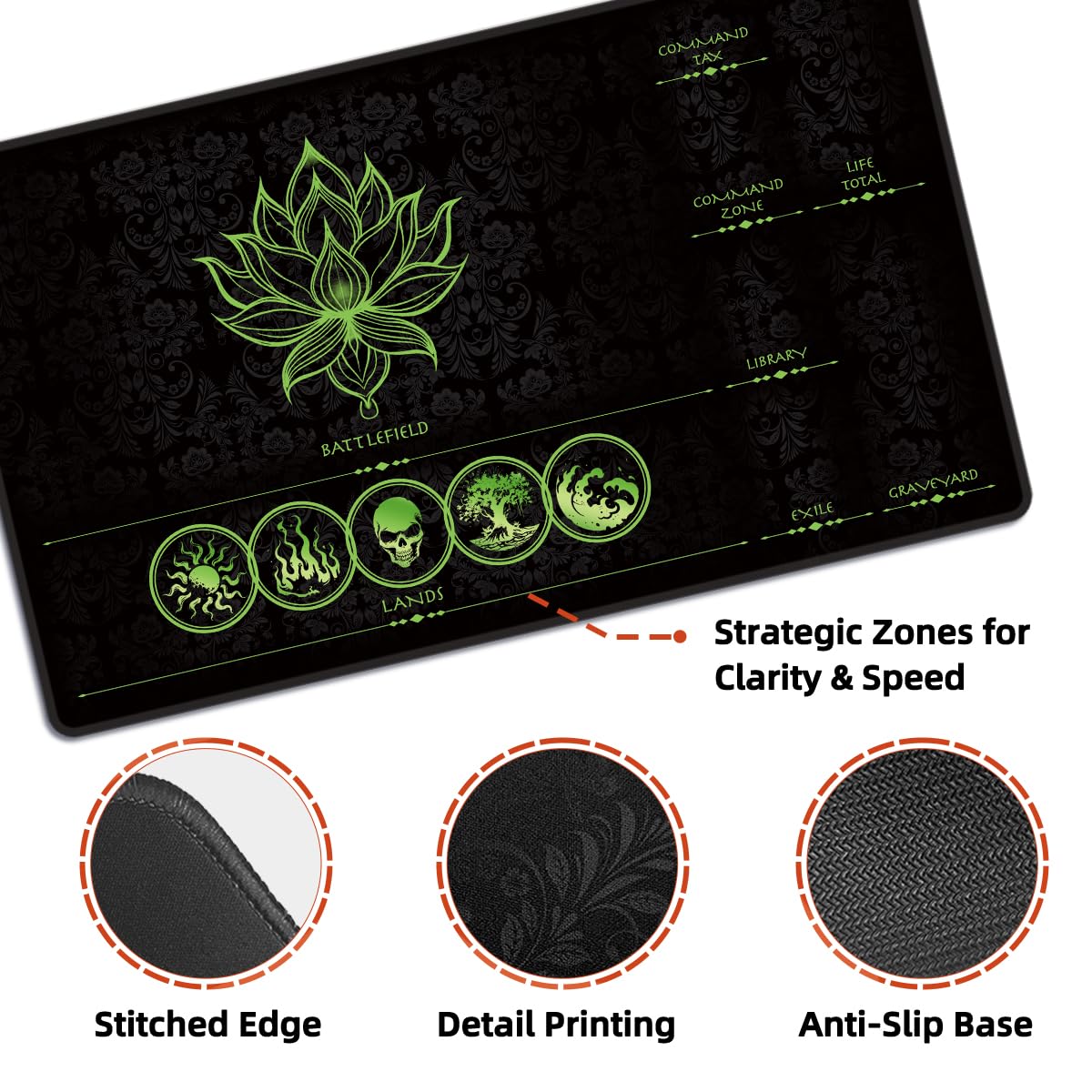 FROGIGO Lotus Green Zone playmat - detail 3
