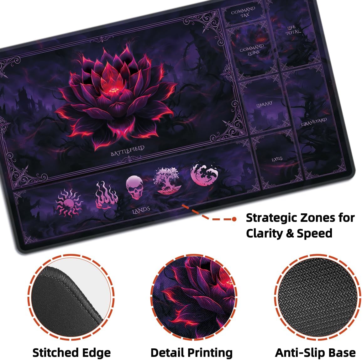 MTG Playmat – Dark Blood Lotus Sketch 24"×14"